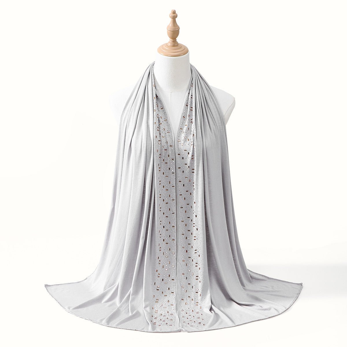 Foulard Hijab Orné de Strass Baguette Cristal et Or (MH254)