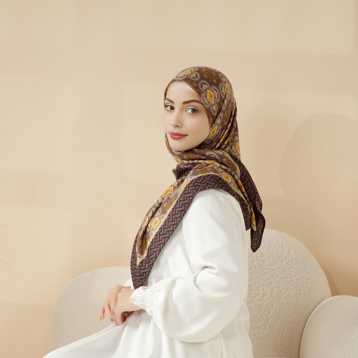 MH096 Hijab Carré Cashmere Touch Imprimé