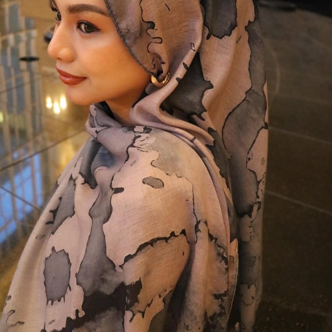 Collection de foulards hijab imprimé aquarelle polyvalents (MH166)
