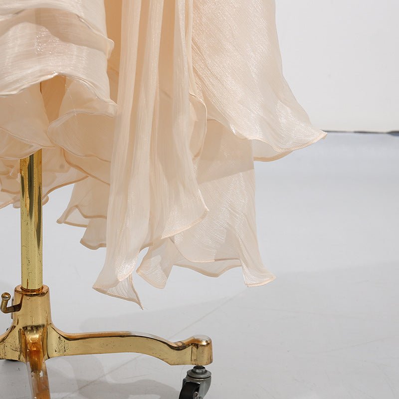 Robe blousante en satin avec col à nouer (MS354)