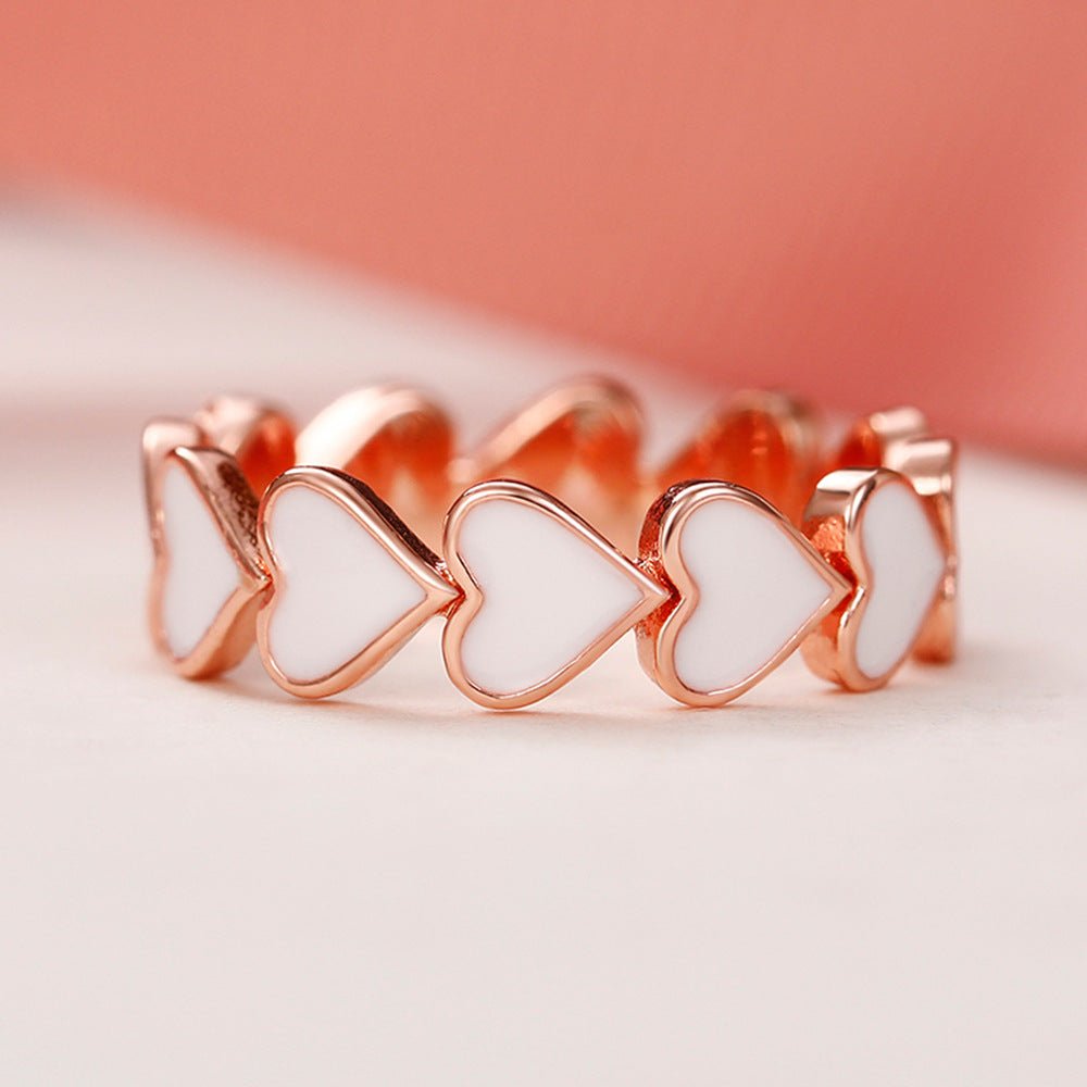Bague et boucles d'oreilles Simple Pink Heart-To-Heart Glue (MAC198)