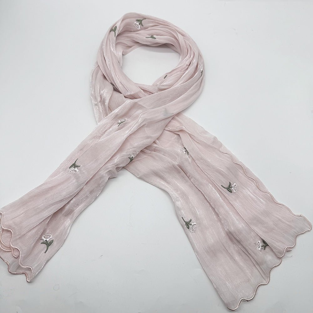 MH080 Hijab en crêpe brodé, respirant et rafraîchissant