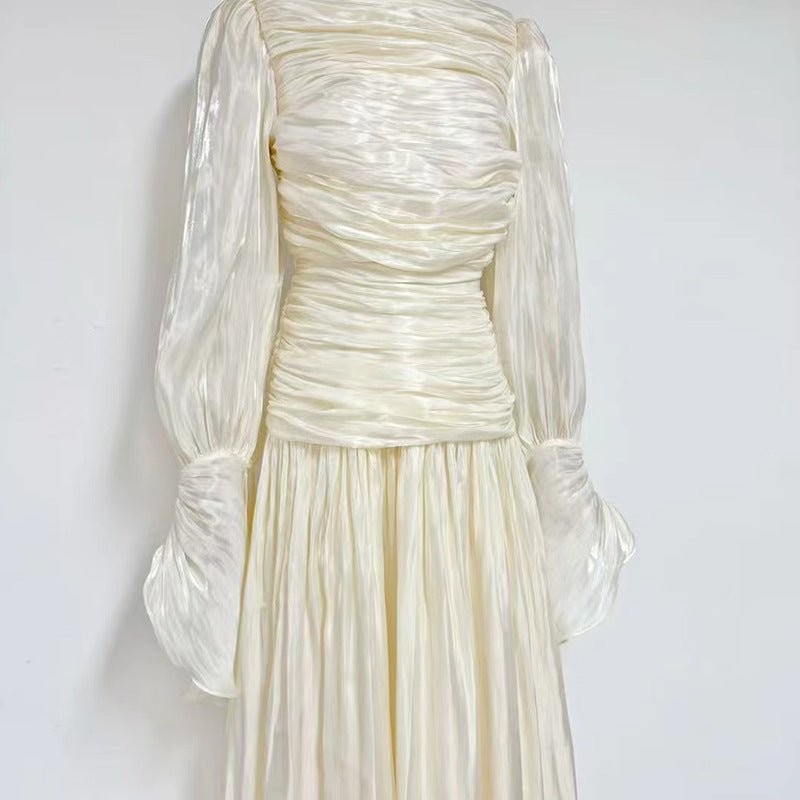 Robe de soirée froncée à col montant (MS221)