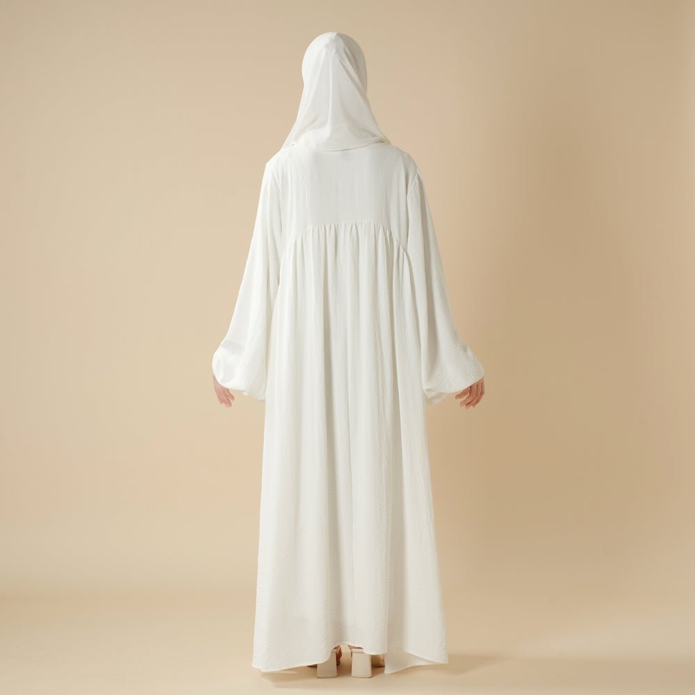 Abaya Crêpe Coupe Décontractée à Manches Lanterne (UKMA190)