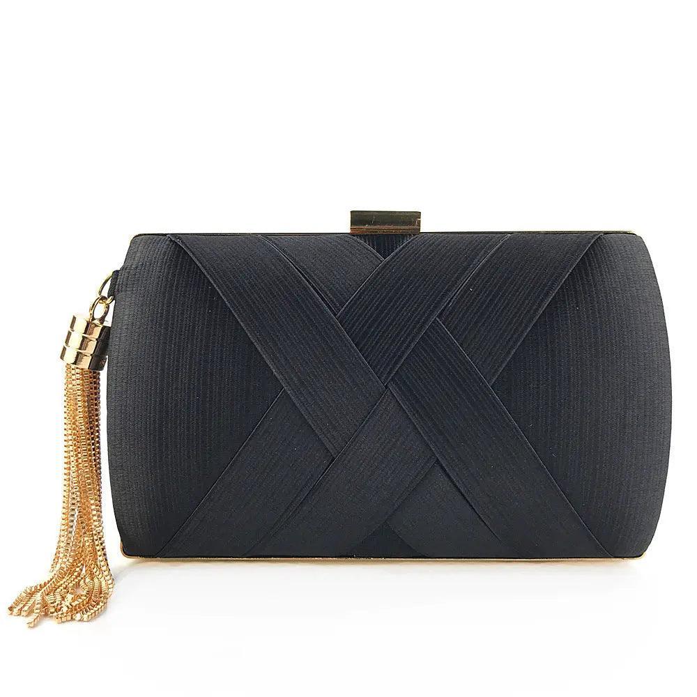 MAC032 Sac de soirée en soie pour femme avec pompon pendentif élégant