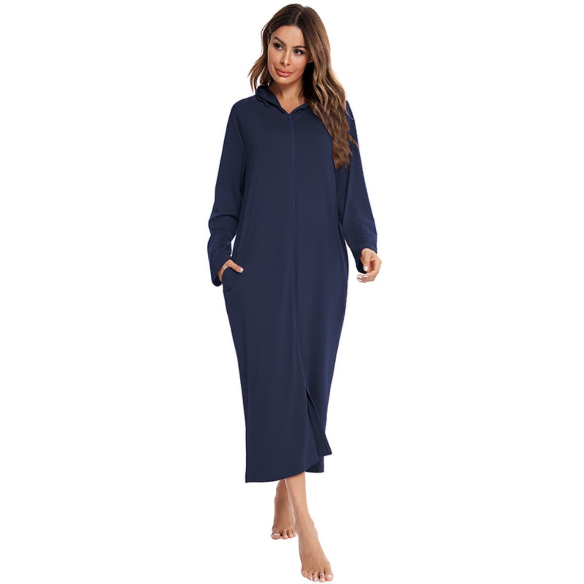 Cardigan long zippé et douillet avec poches | Confort Loungewear (MS110)