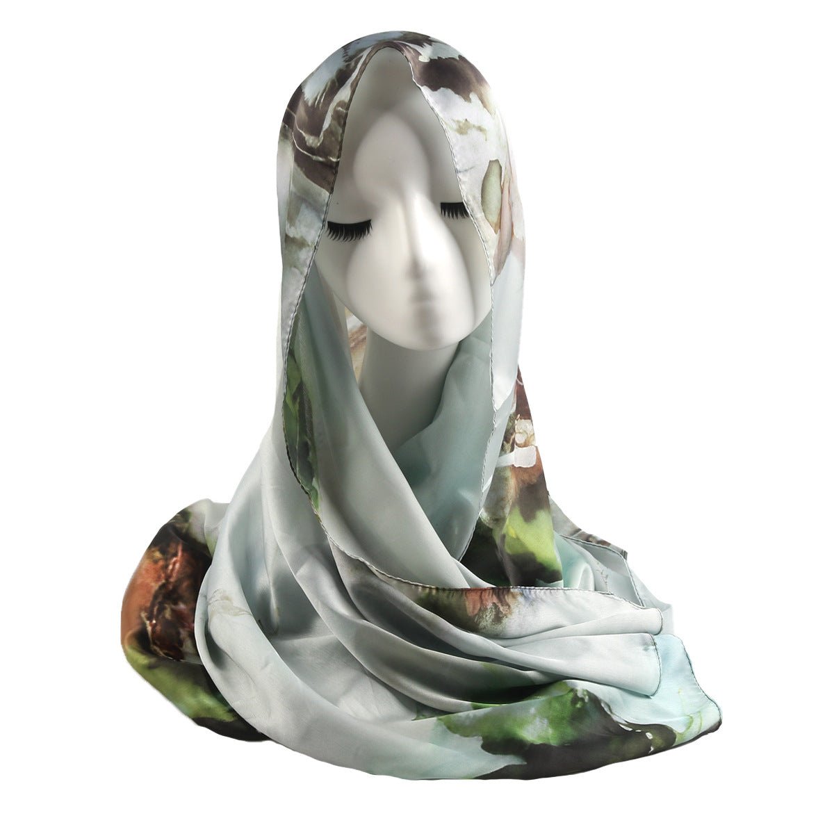 Hijab en Satin Élégance à Imprimé Marbré (MH172)