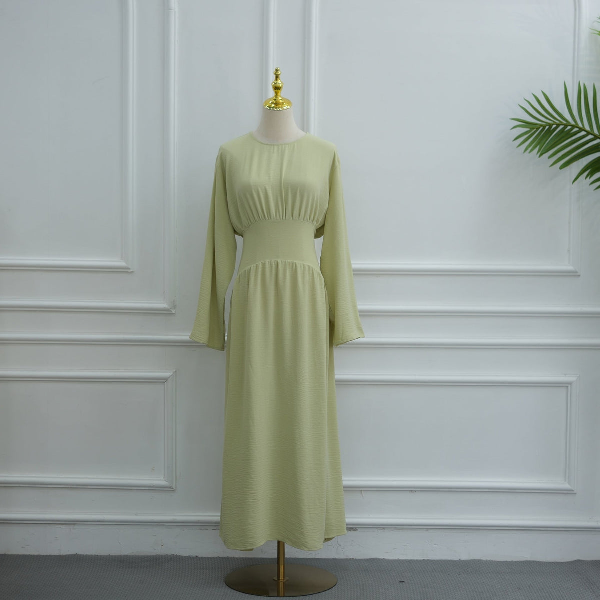 Robe Maxi Ice Silk Froncée à la Taille(MS521)