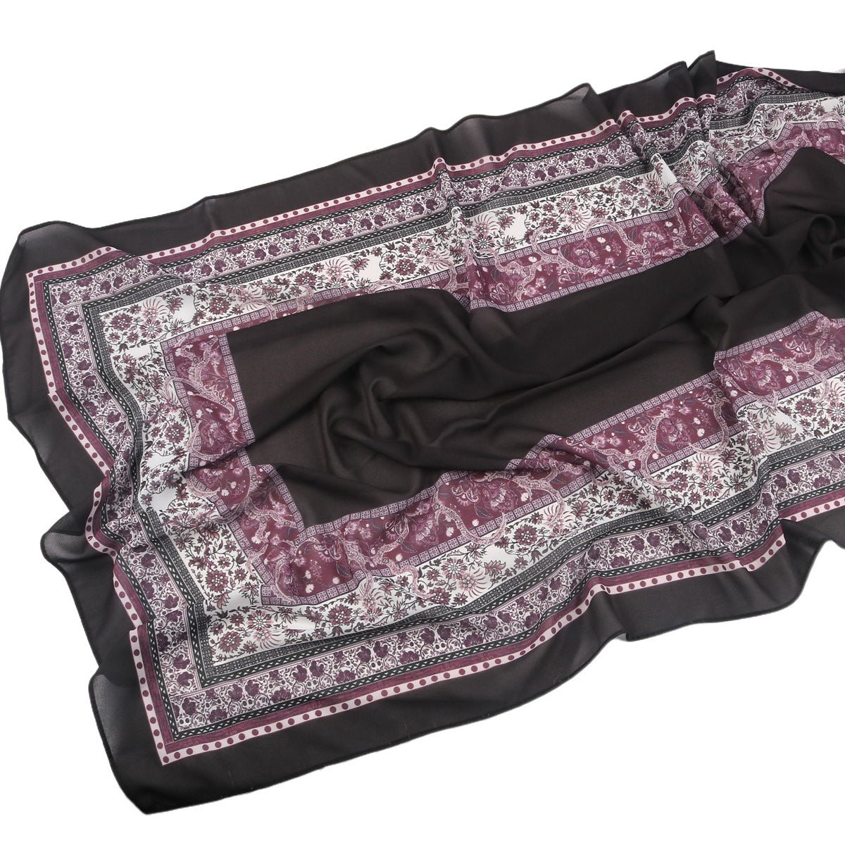 Écharpe Hijab en Mousseline Imprimée Élégante, Style Bohème, Respirante, Protection Solaire (MH136)