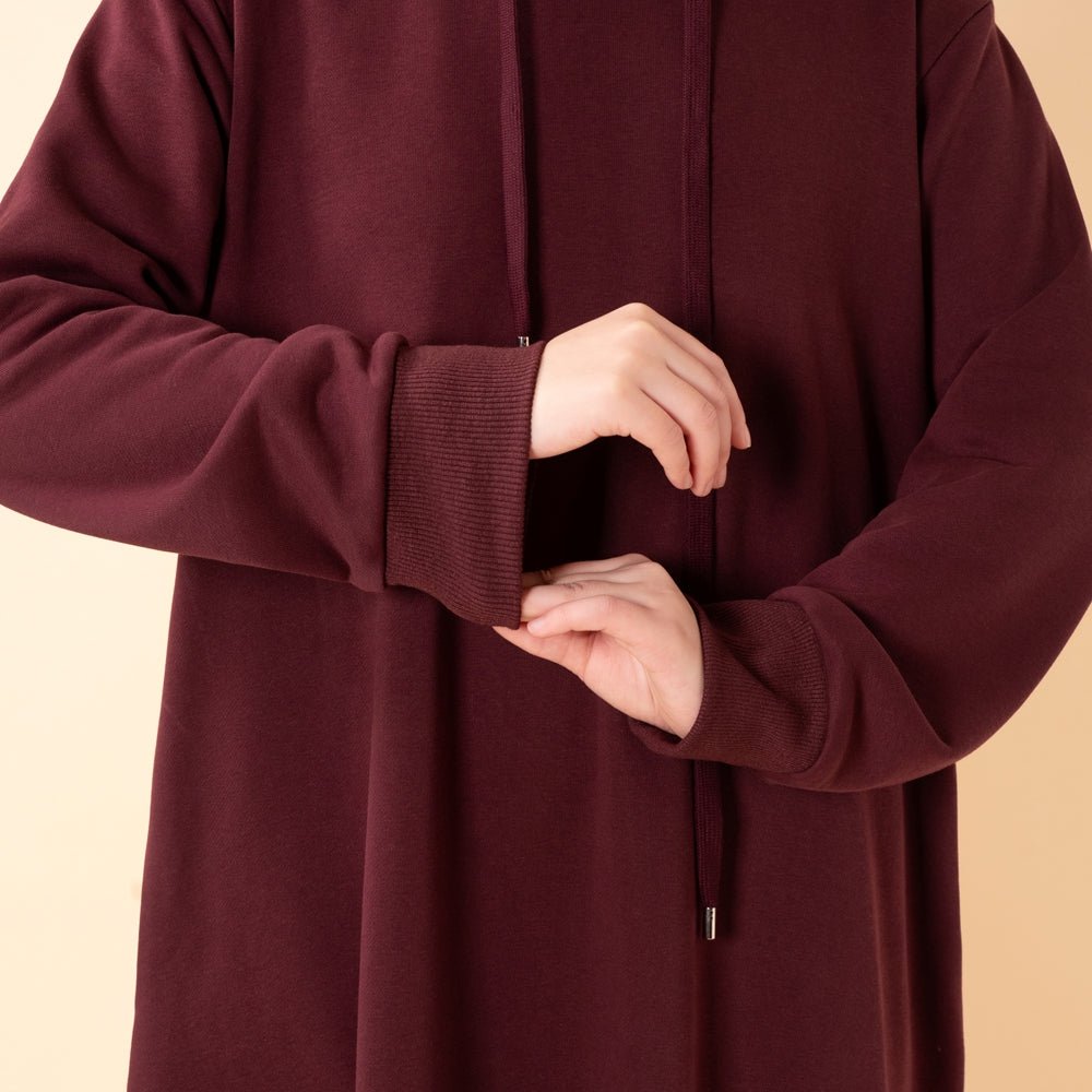 Abaya sweat à capuche en French Terry avec poches (MA340)