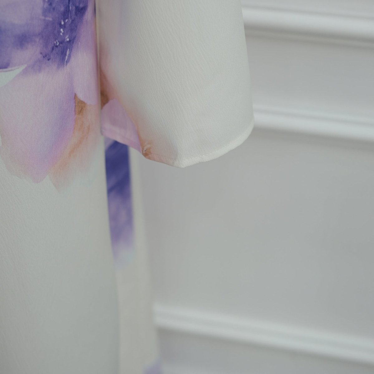 Robe Maxi à Manches Larges en Crinkle Délavé Floral Aquarelle (MS473)