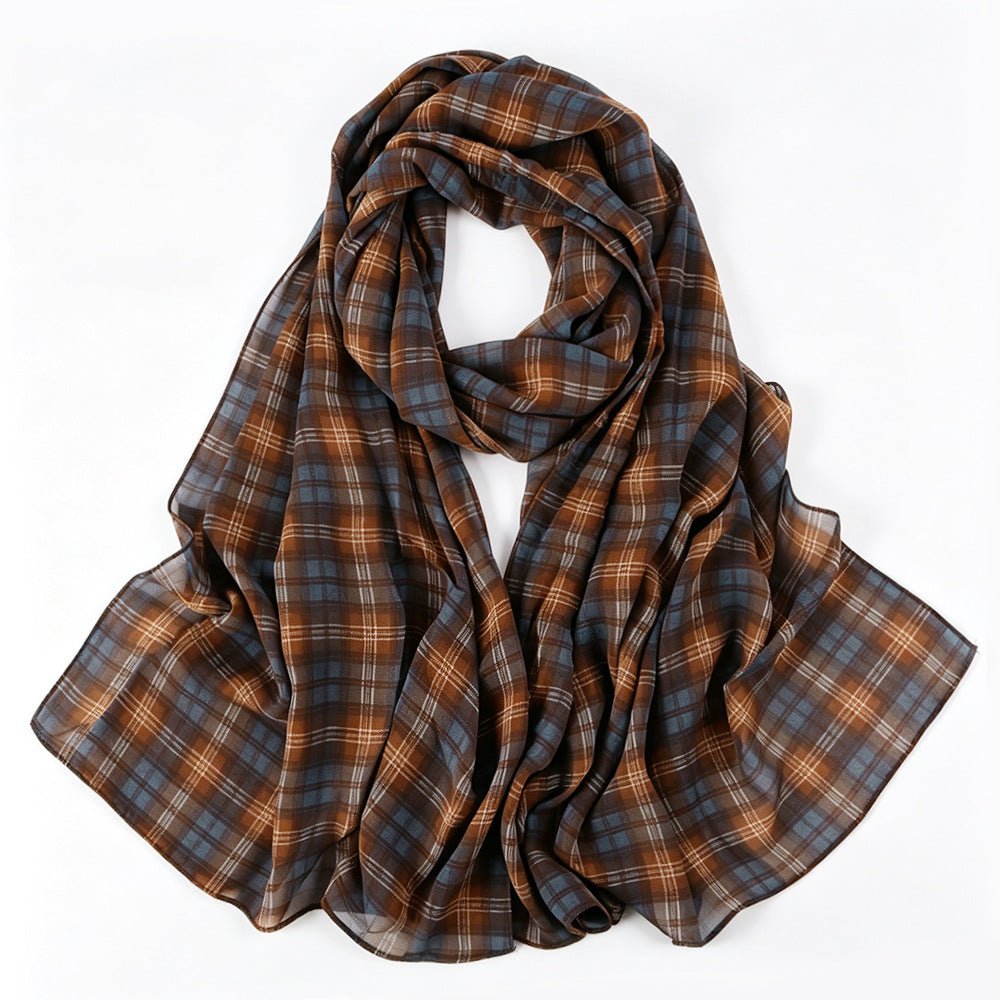 Foulard Hijab Léger Tartan Carreaux Vintage (MH258)
