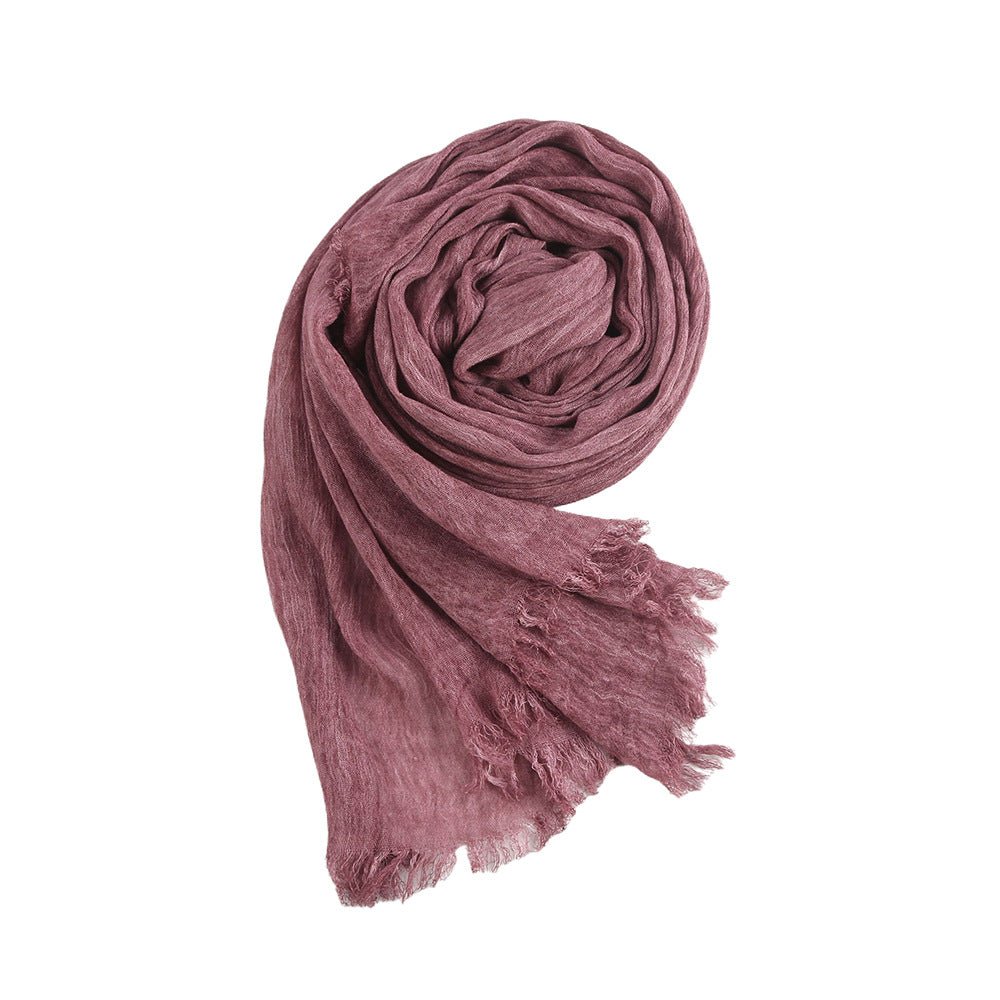 Hijab en Rayonne Texturée Froissée Coloris Unis Hijab Enveloppant Respirant pour Femme (MH145)
