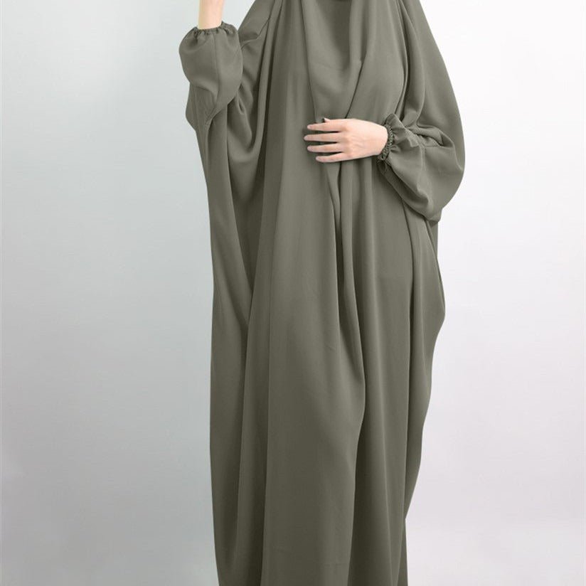 Jilbab uni 1 pièce avec niqab intégré en viscose (MJ005)