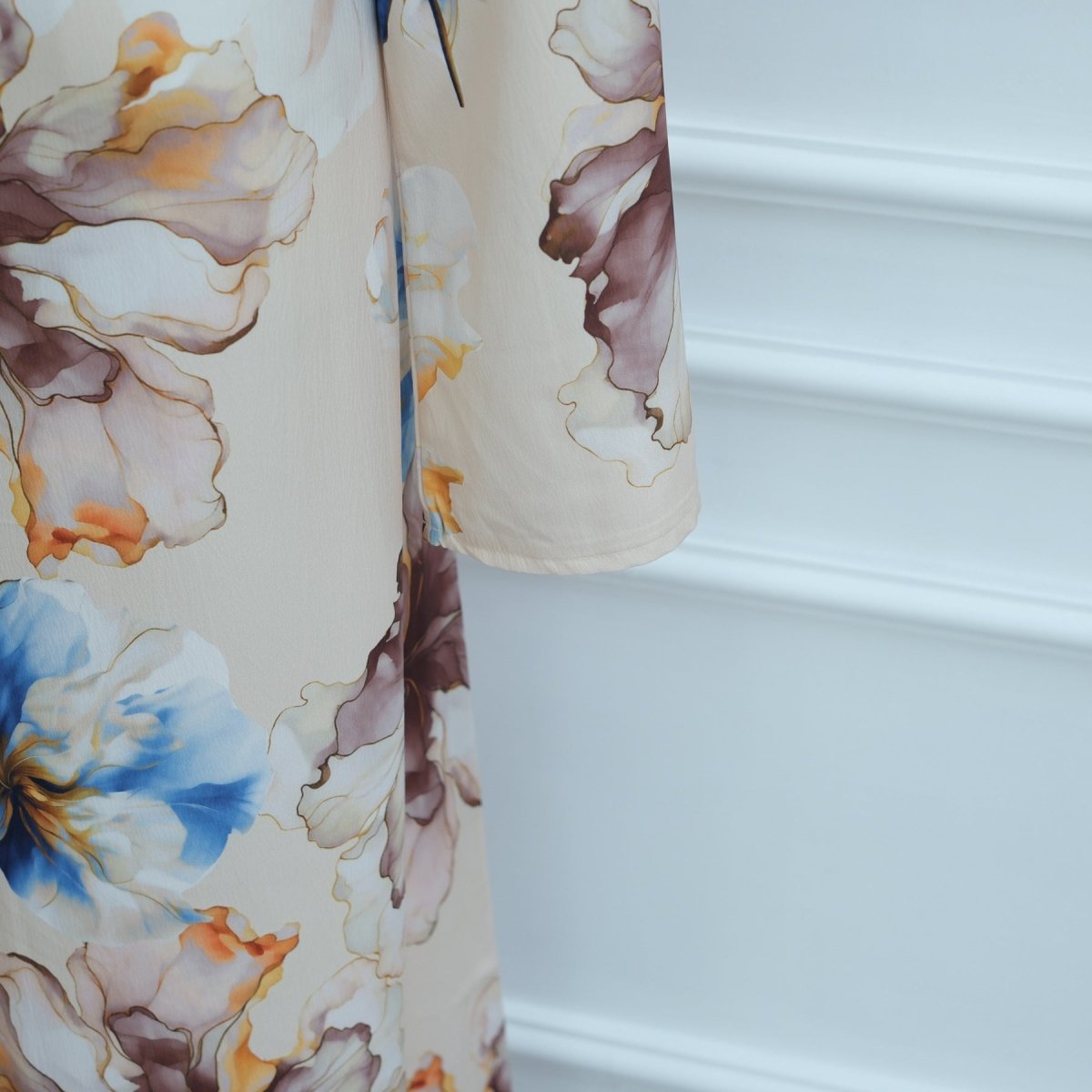 Abaya à imprimé floral avec manches évasées (MA332)