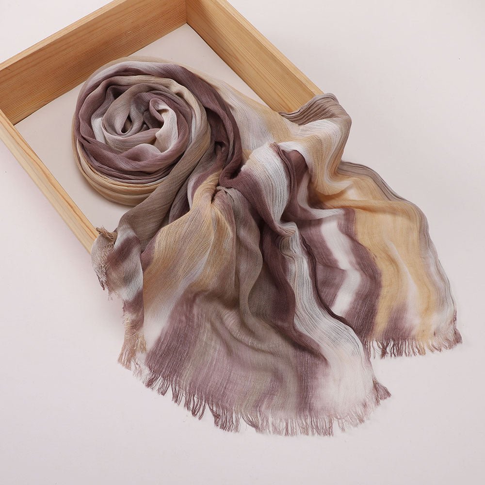 Hijab Châle Plissé Rayé Imprimé Polyvalent (MH180)