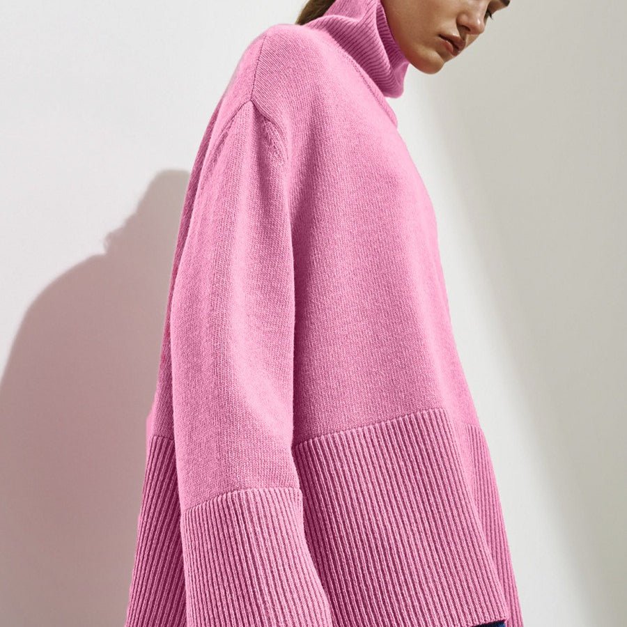 Pull à col roulé oversize avec fentes latérales (MS251)