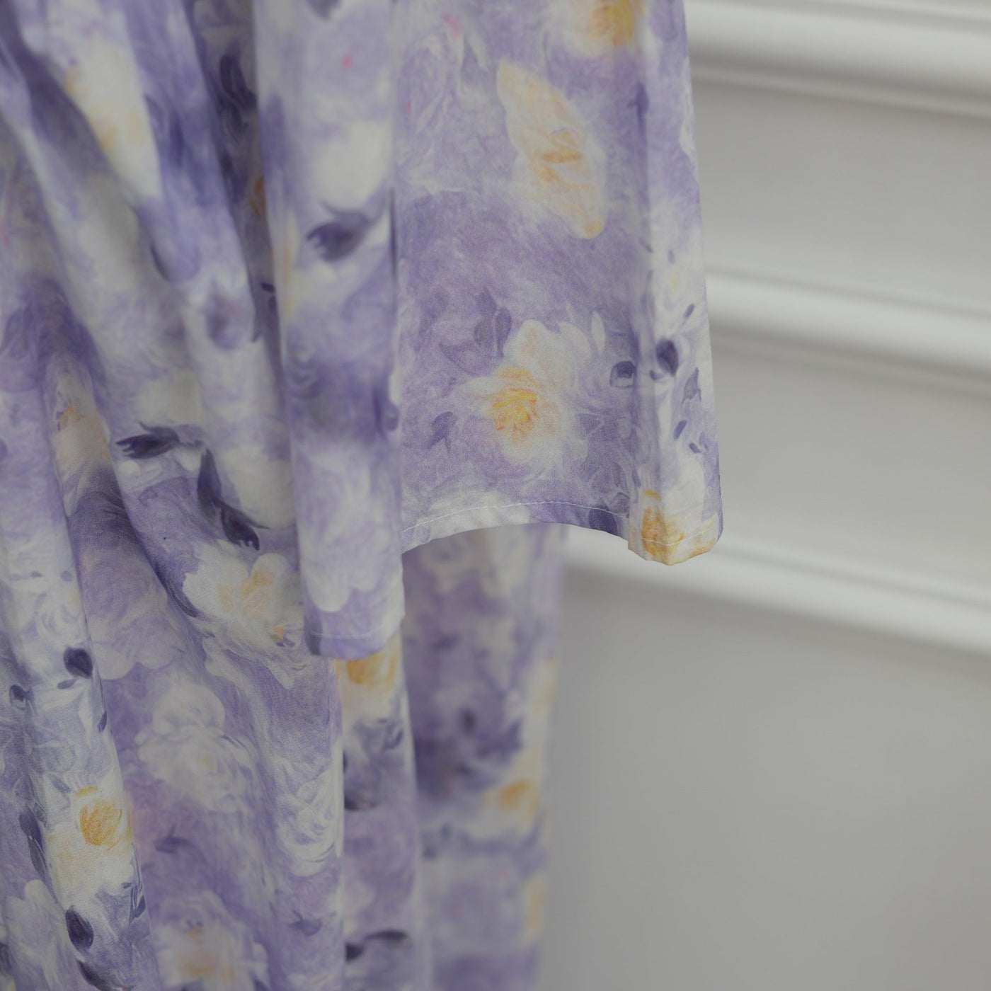Robe Maxi à Manches Évasées Imprimé Floral Aquarelle (MS516)