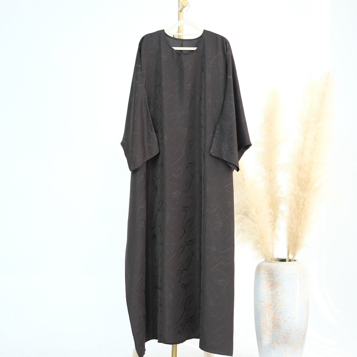 Abaya en satin tissé jacquard 3D (MA138)