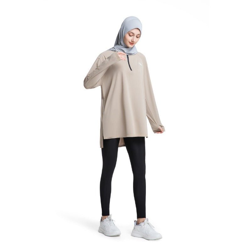 Haut de running pour femme séchage rapide demi-zip (MS115)