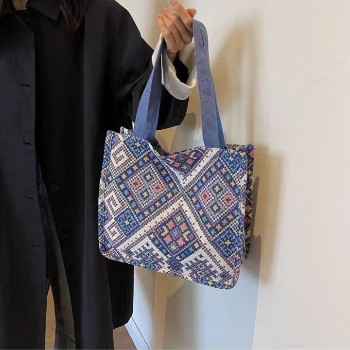 Sac Cabas en Toile Boho Chic - Sac Convertible Spacieux pour le Campus et les Trajets Quotidiens (MAC261)