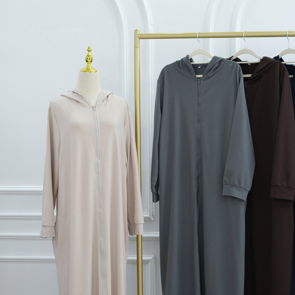 Abaya à capuche zippée avec poches (MA389)