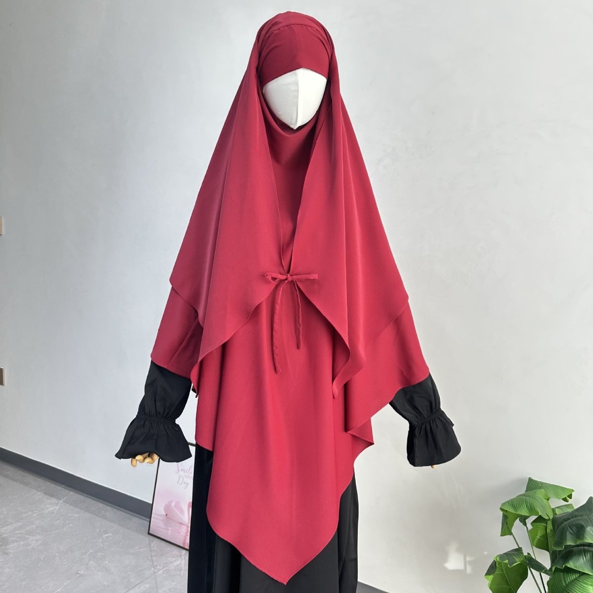 Khimar à double couche avec nœud devant (MK033)