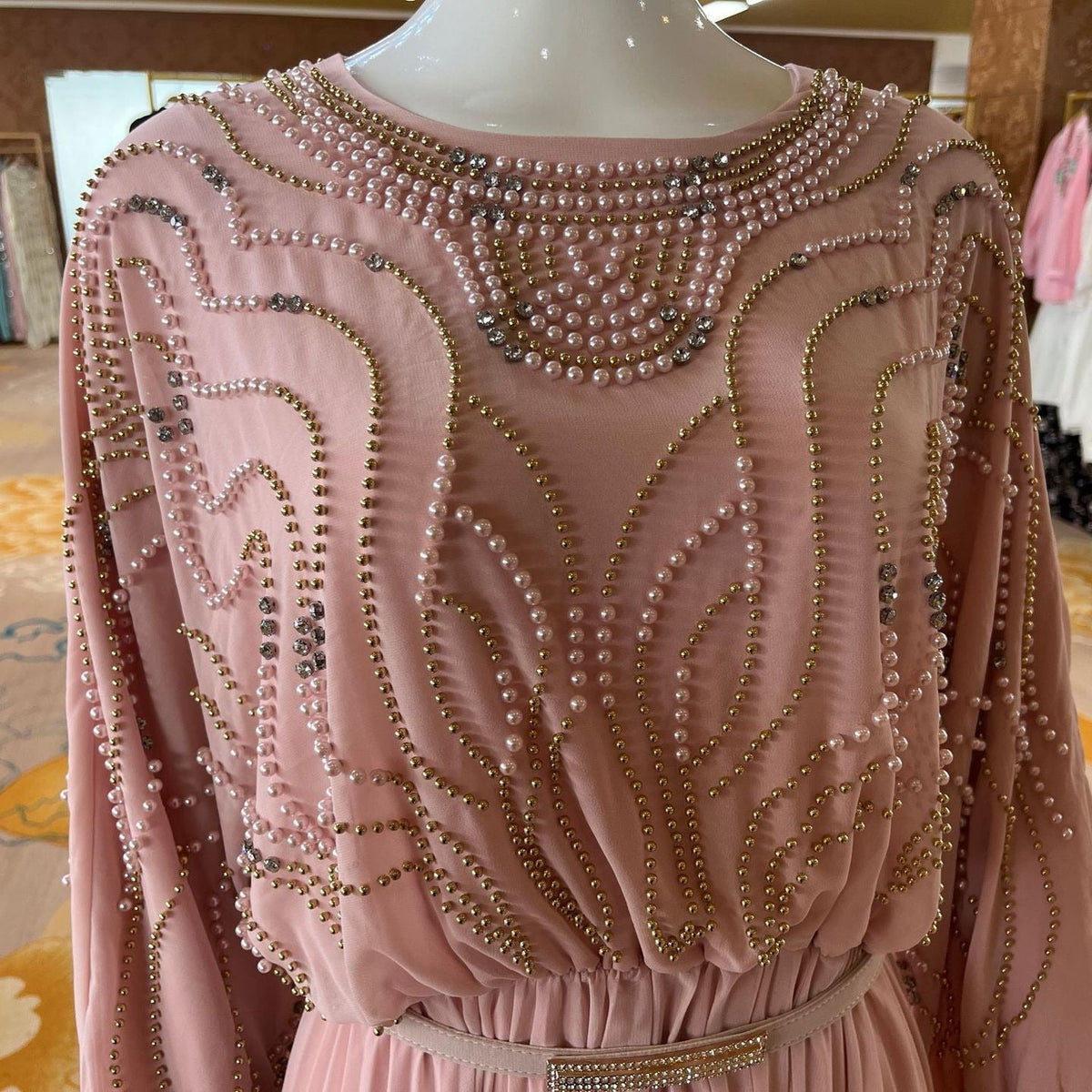 Robe Maxi Batwing Perlée et Cristal (MS529)