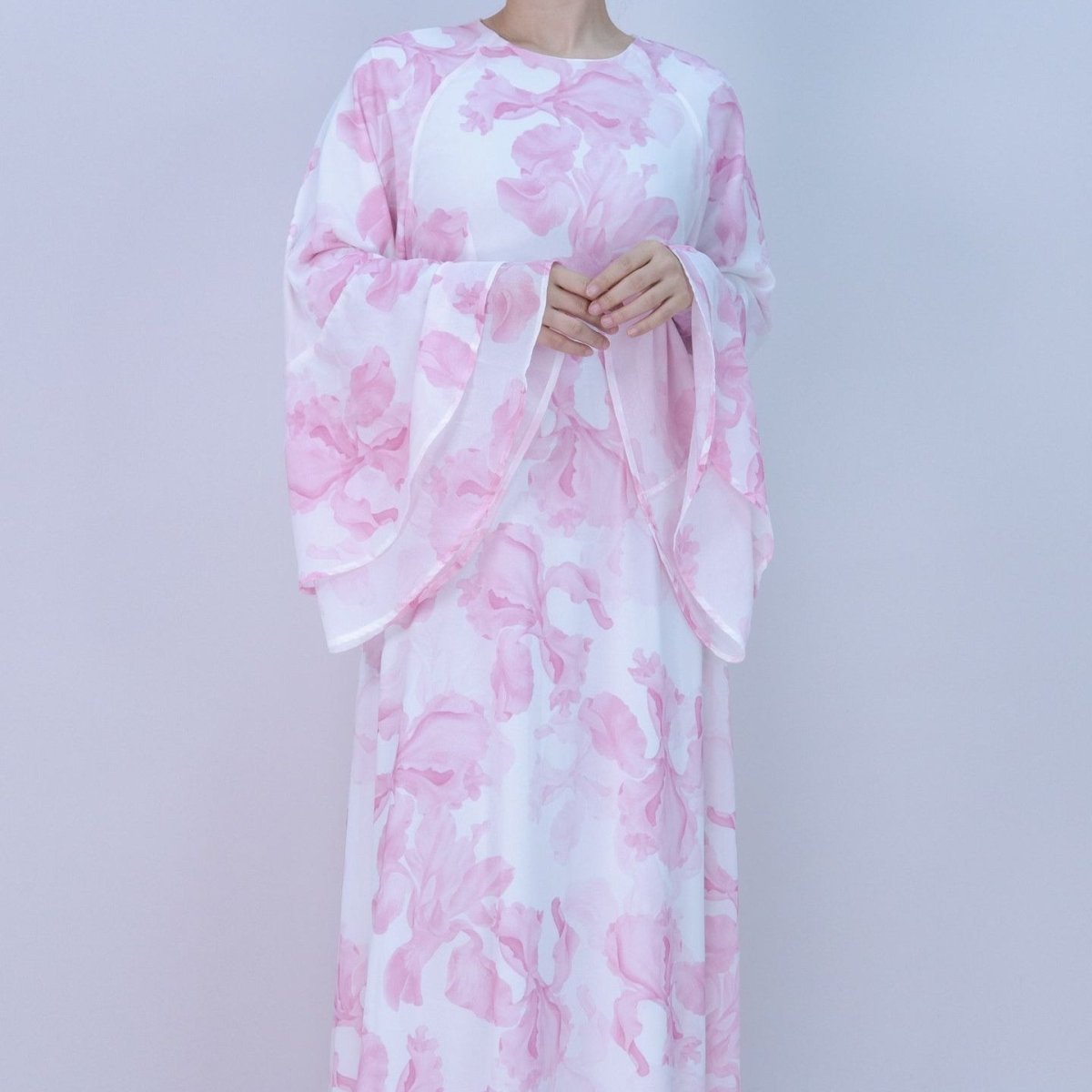 Abaya en mousseline imprimée Blossom | Abaya à manches évasées (MA149)