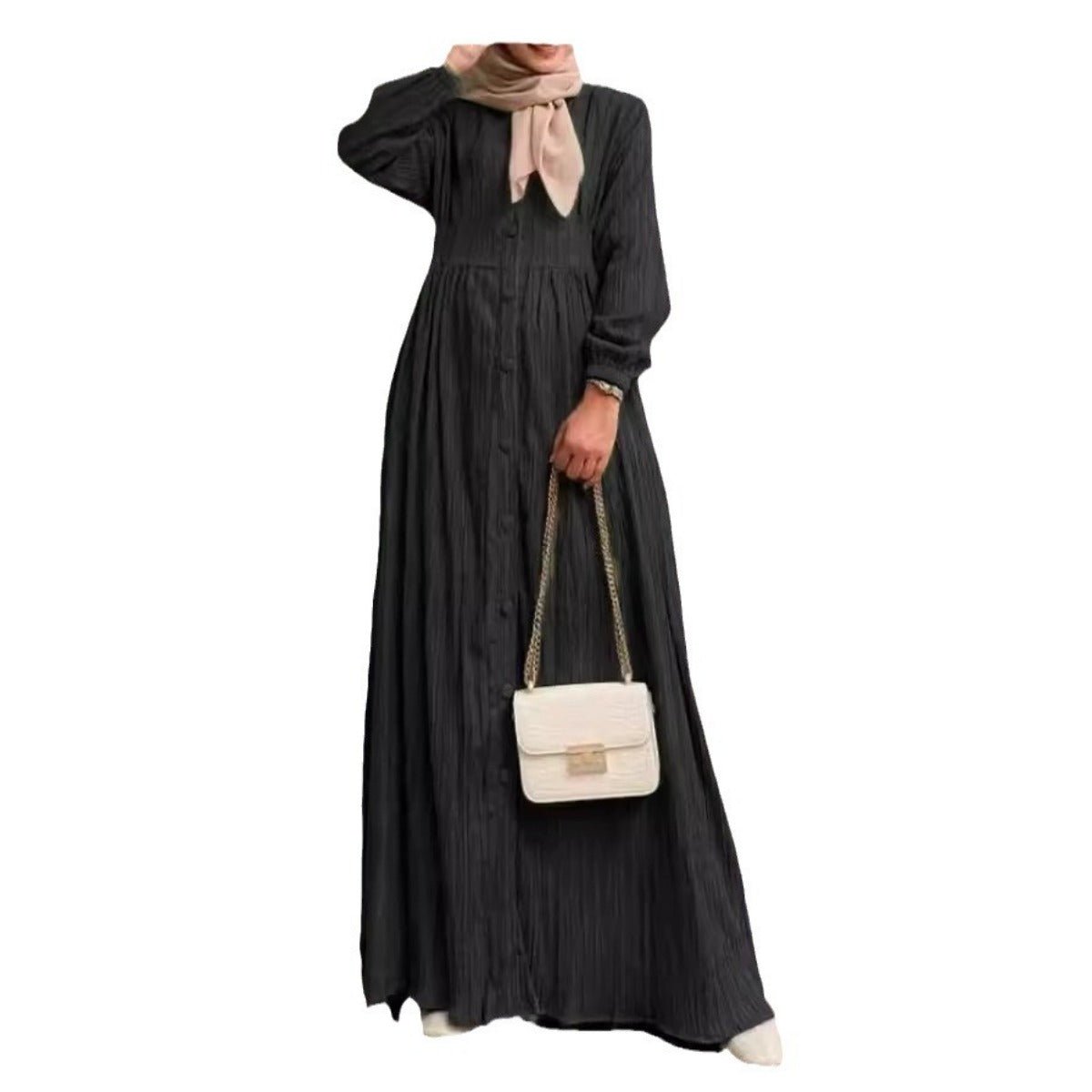 Robe Abaya Vintage à Boutons | Robe Modeste à Manches Longues (MA256)