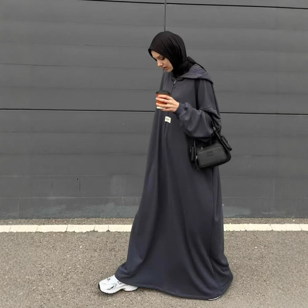 Robe Modeste à Capuche | Abaya Décontractée à Manches Longues pour Femmes Musulmanes (MA257)