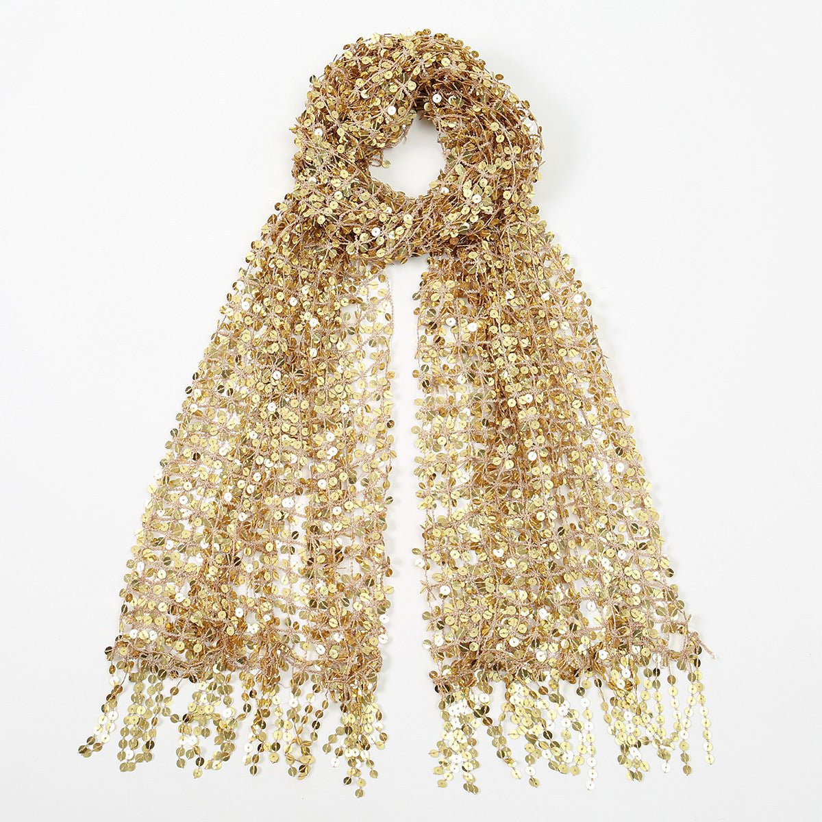 Hijab Châle en Mesh Pailleté avec Franges (MH206)