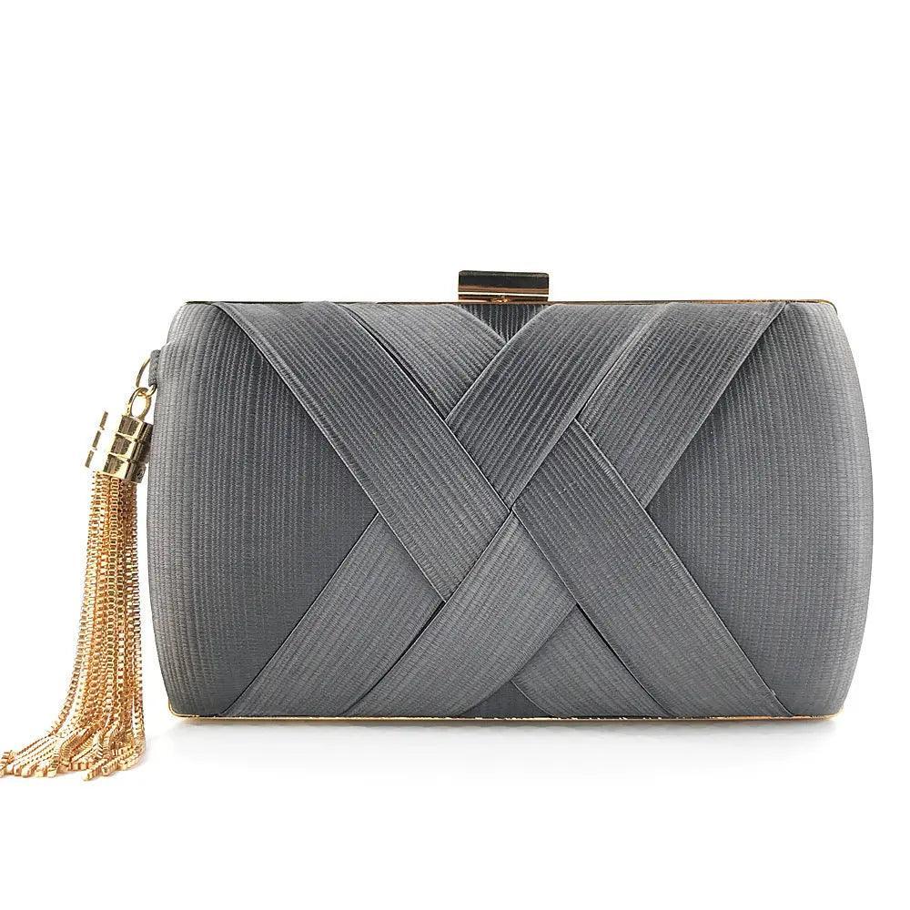 MAC032 Sac de soirée en soie pour femme avec pompon pendentif élégant
