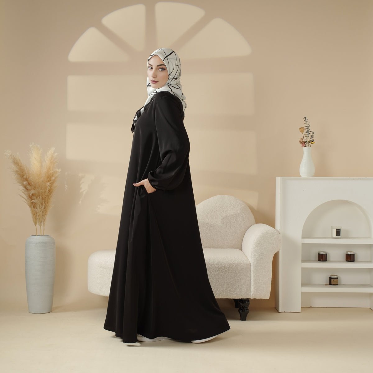 Abaya coupe parapluie essentielle premium à poches polyvalentes (MA113)