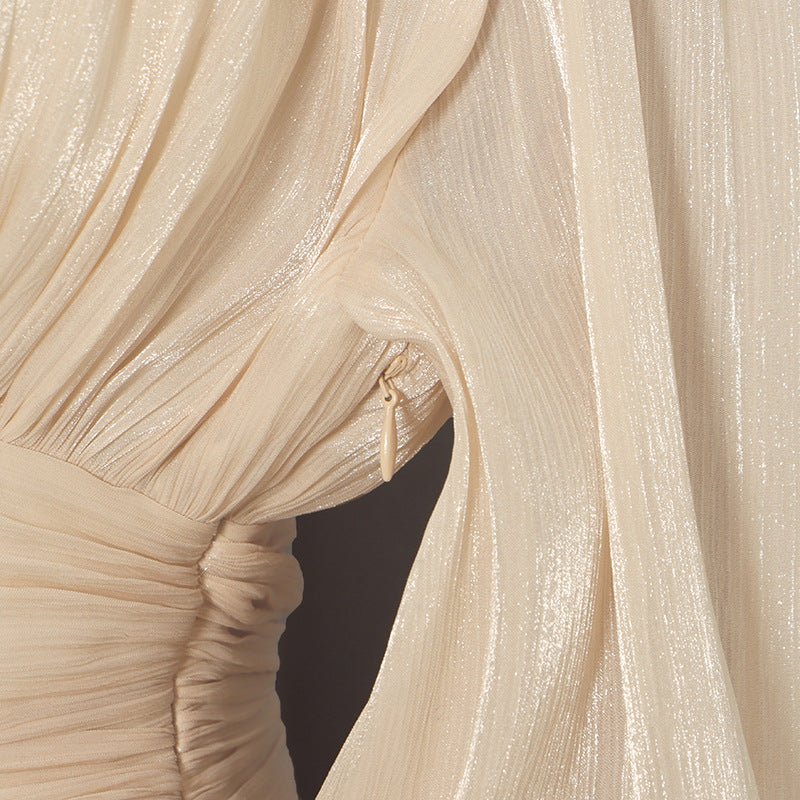 Robe Shimmer à volants étagés avec boutons perlés (MS322)