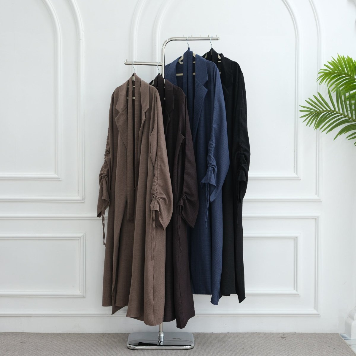 Blazer Cardigan ajusté à manches froncées | Veste ouverte en mélange de sergé (MOA246)
