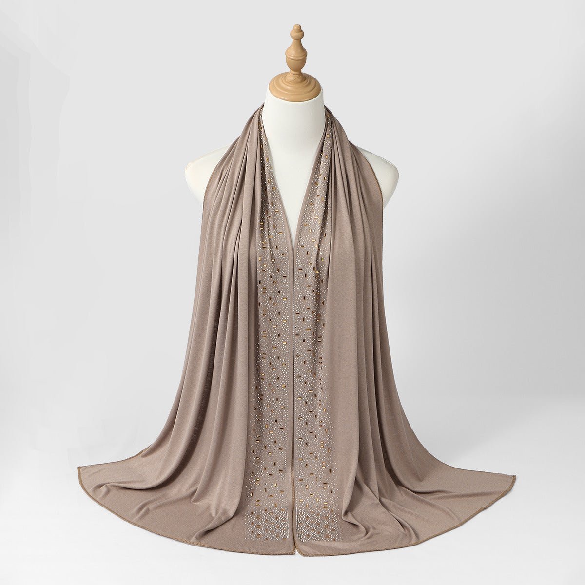Foulard Hijab Orné de Strass Baguette Cristal et Or (MH254)