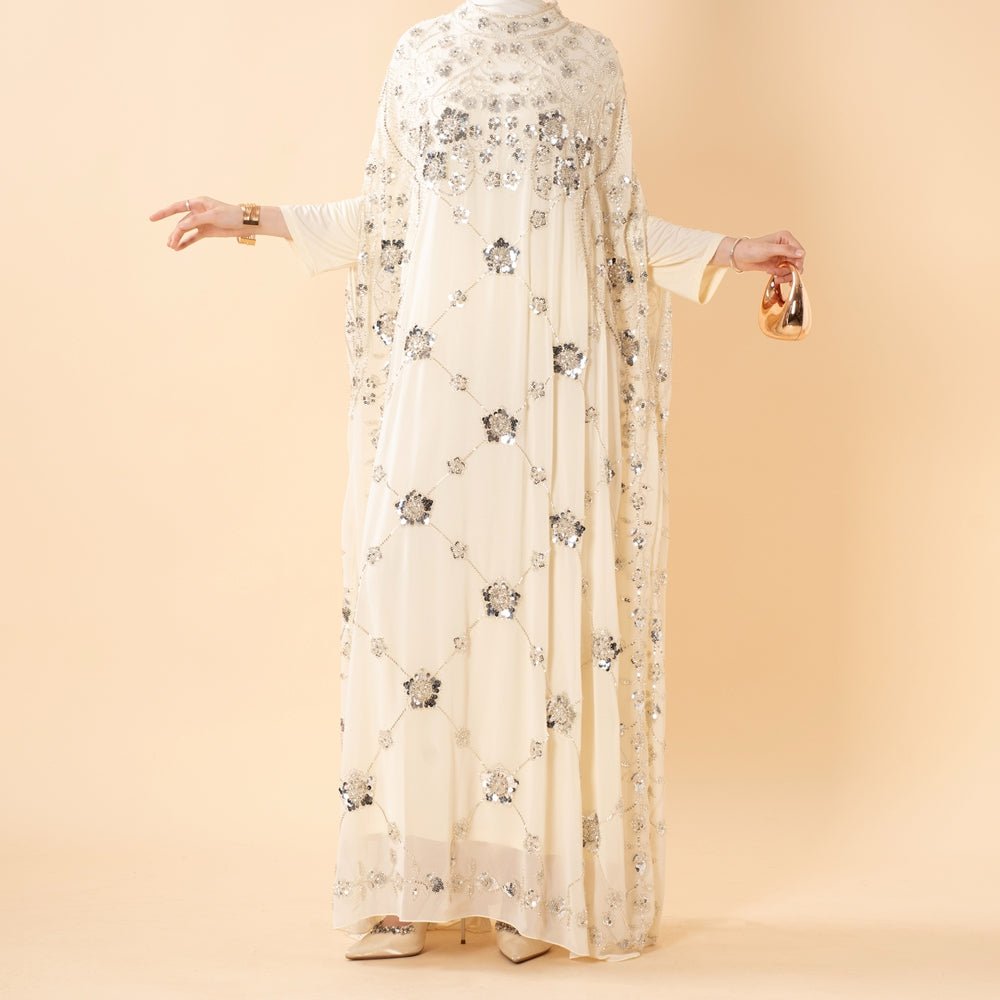 Abaya Batwing Brodée de Paillettes (MA454)