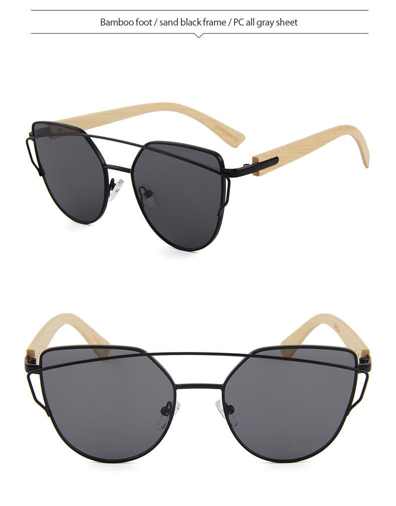 Lunettes de soleil MAC169 tendance à monture métallique œil-de-chat et branches BamboTemple