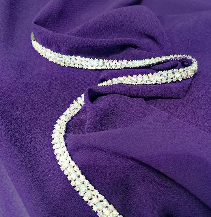 Hijab en Mousseline Bordé de Diamants (MH087)