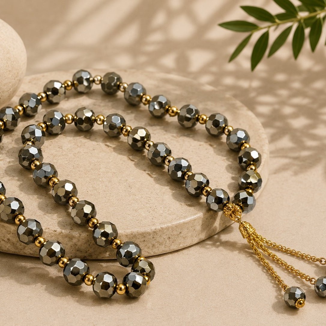 Tasbeeh musulman en verre cristal, 33 perles (MR039)
