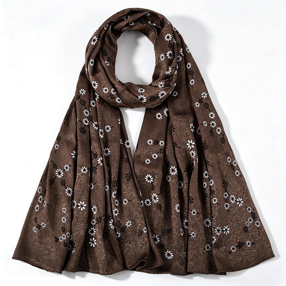 Foulard Hijab Imprimé Fleurs de Marguerite Scintillant (MH245)