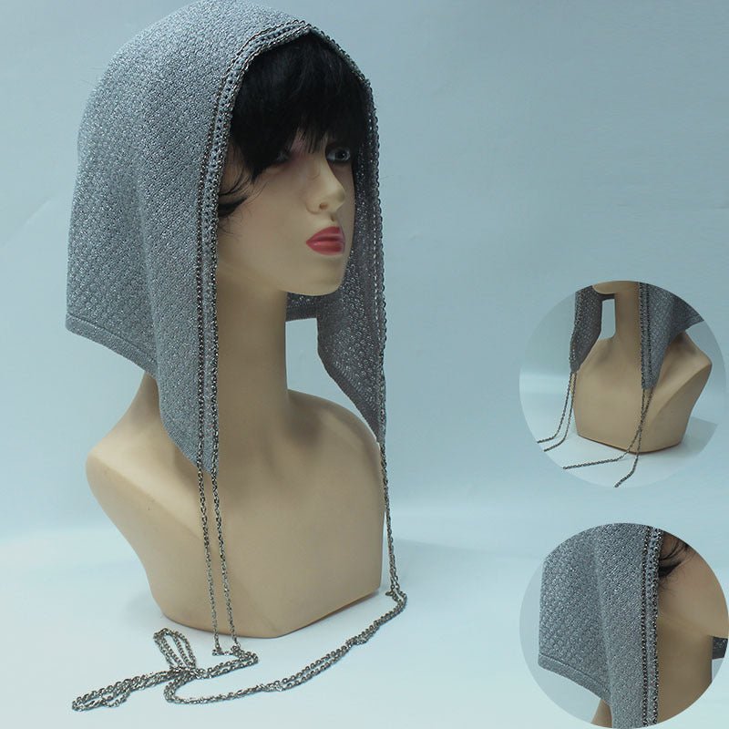 Bonnet Hijab à Chaîne | Cagoule Étincelante en Maille avec Chaînes (MAC375)