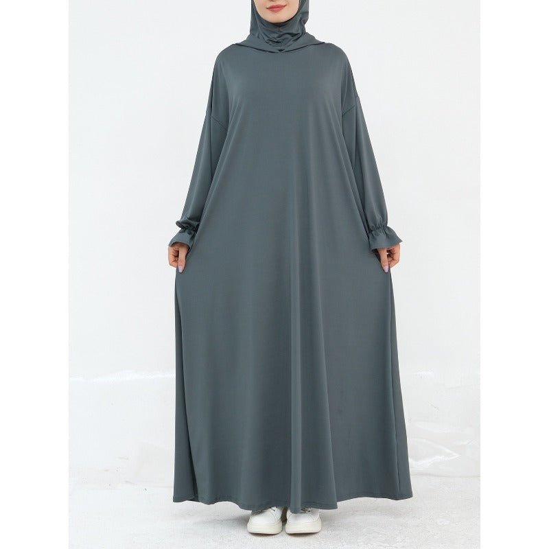Robe Maxi à Capuche en Milk Silk Confortable avec Poches | Robe à Manches Longues et Poignets Élastiques (MA321)