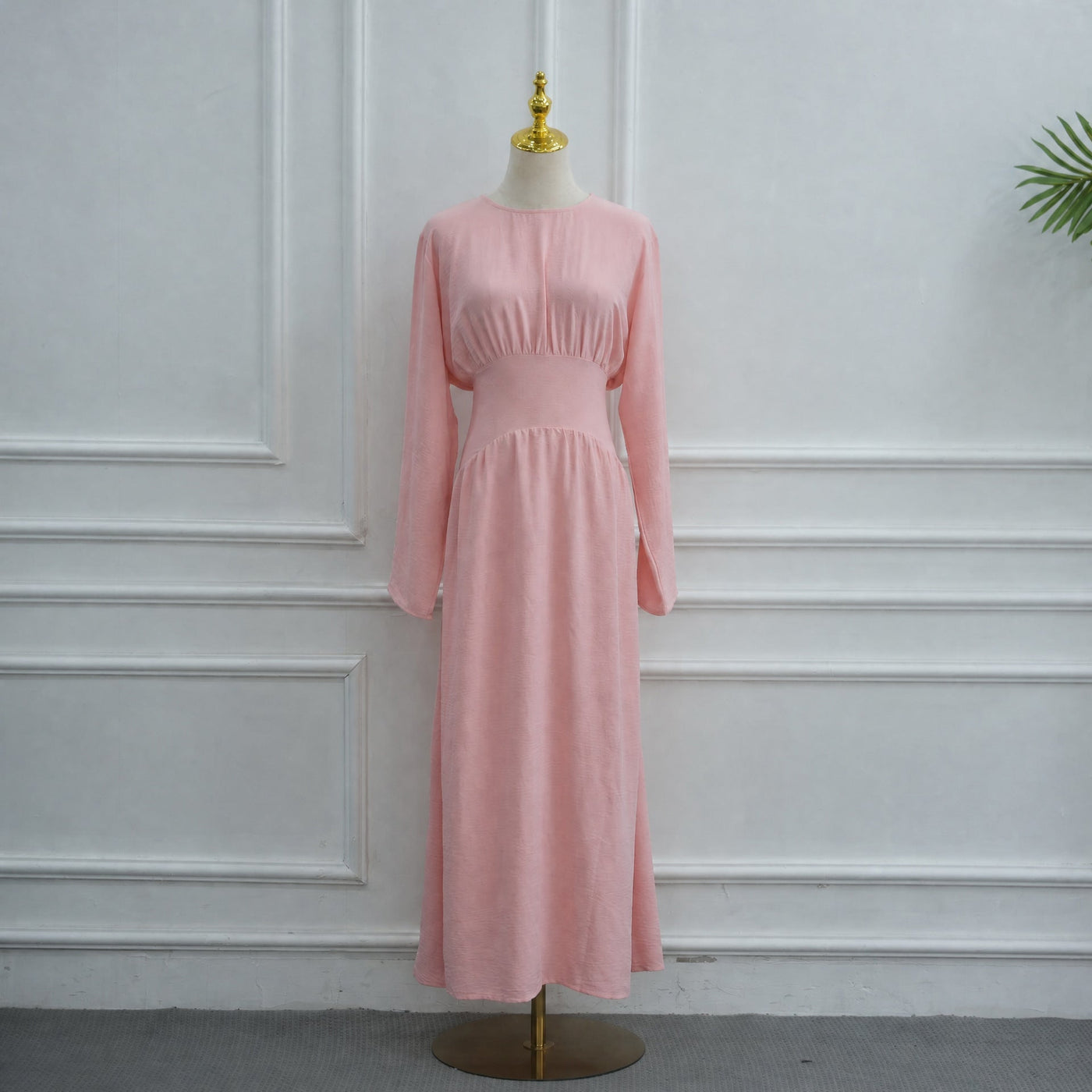 Robe Maxi Ice Silk Froncée à la Taille(MS521)
