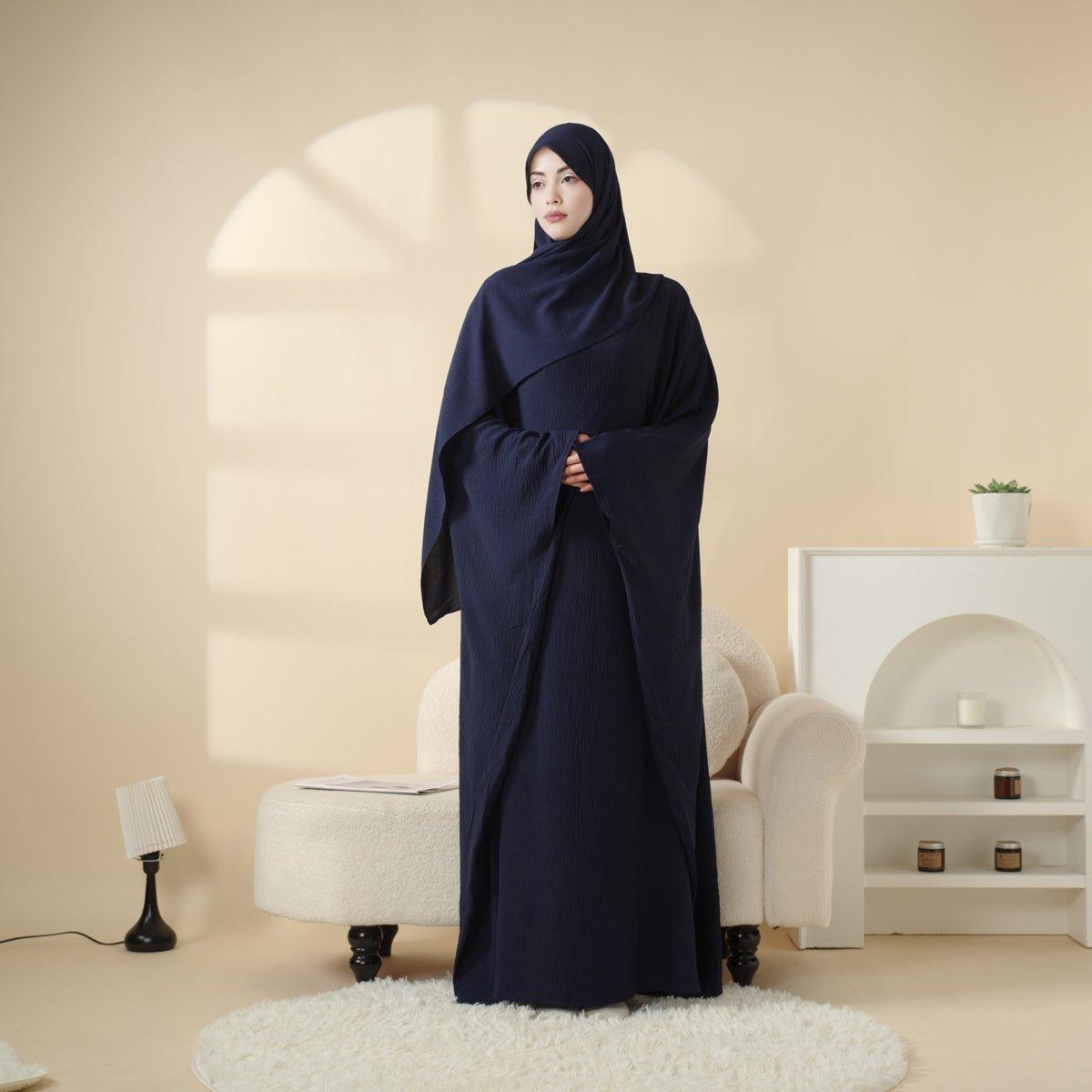 Abaya unie à manches papillon (MA048)