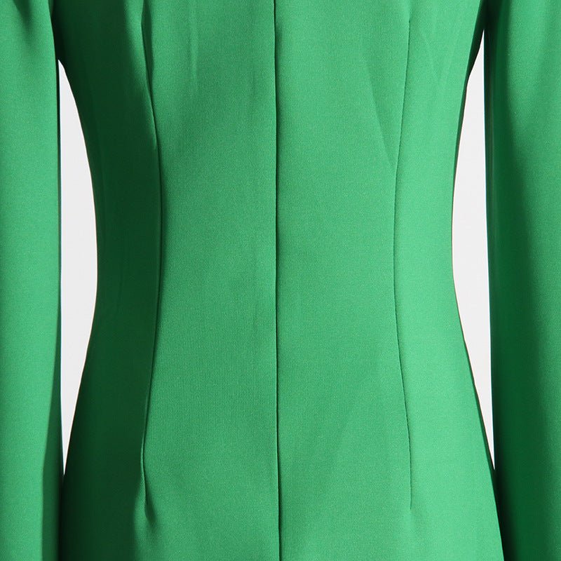 Robe de Soirée à Manches Cape | Robe Longue Ajustée à Encolure Festonnée avec Fente Dos (MS217)