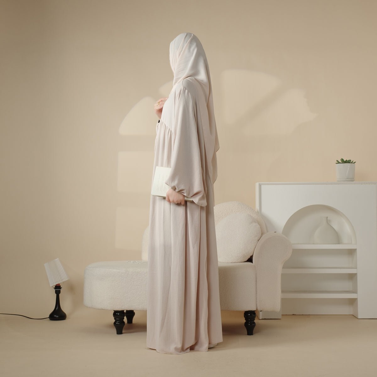 Abaya Réversible en Tissu Crêpe (MA035)
