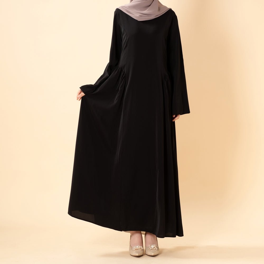 Robe Nida Évasée Maxi avec Jupe Patineuse Plissée & Manches Cloche Larges (MS435)