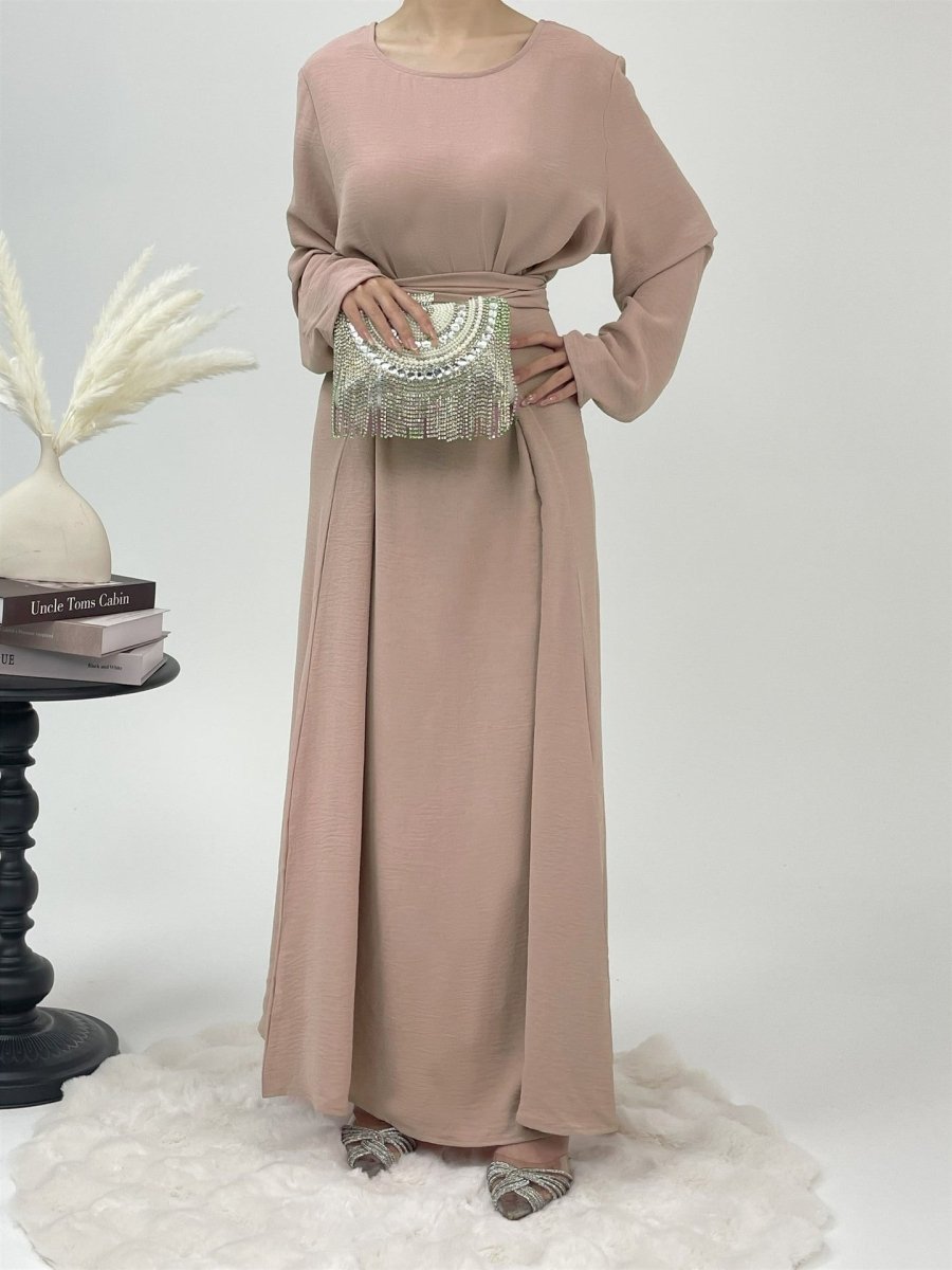Robe du soir abaya élégante en crêpe glacé à lacets (MA160)